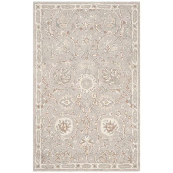 Heritage Hand Tufted Rectangle Rug, Silver and Ivory - 5 x 8 ft., Safavieh, Mfr#: HG824B-5